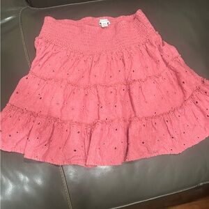 American Eagle Pink Smocked Tiered Mini Skirt